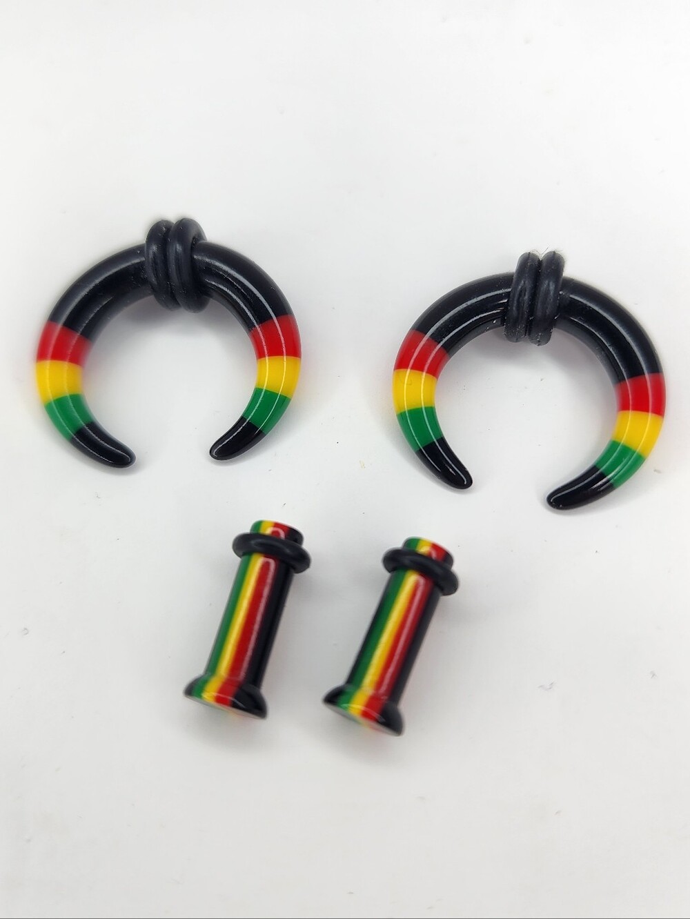 Rastafari Colored Gauges And Plug Set Size 6 Spencers Gifts
